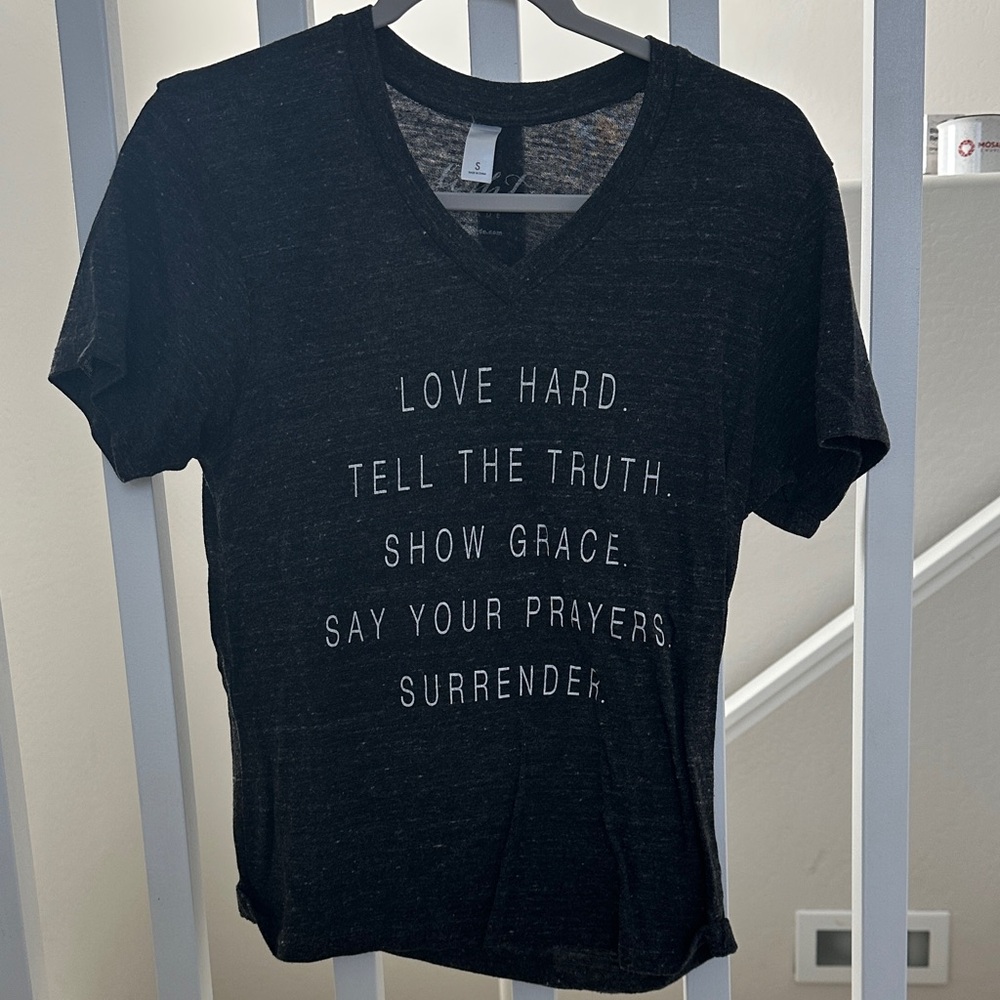 The Light Blonde Black Graphic V-Neck T-Shirt